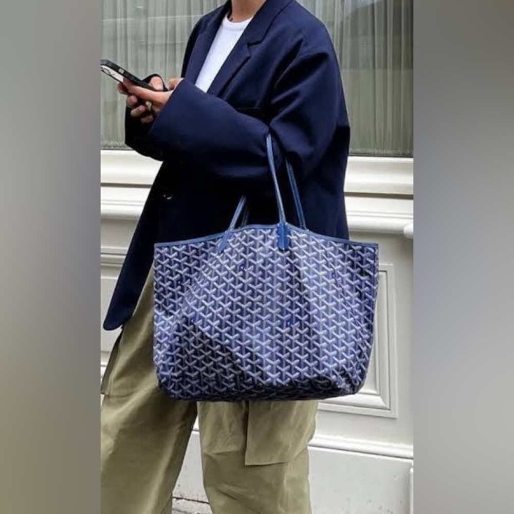 Blue Goyard Saint Louis Shoulder Tote Bag